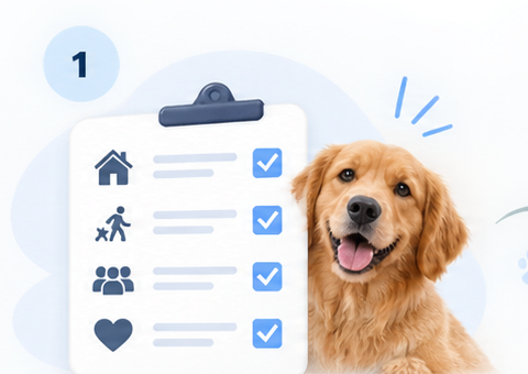 A dog beside a completed lifestyle checklist